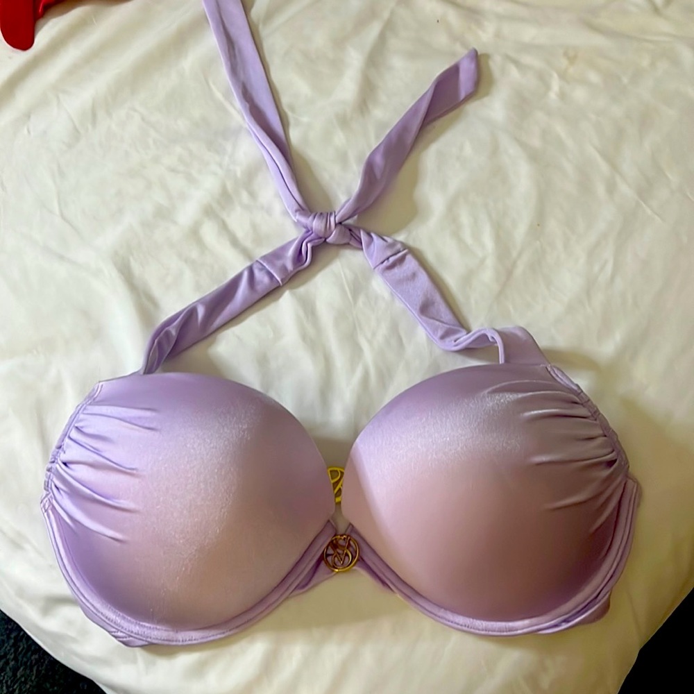 VS 36D Extra Push Purple Halter SWIM Top